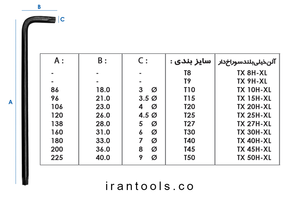 آلن تکی خیلی بلند سوراخ دار لایت