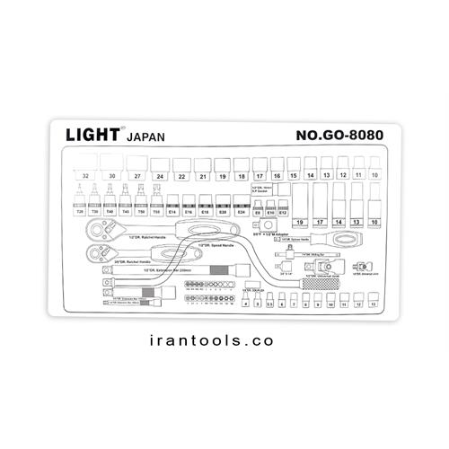 جعبه بکس 80 پارچه  1/4-3/8-1/2 درایو GO-8080