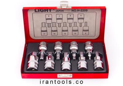 جعبه بکس آلنی  9 پارچه 1/2 درایو H2209-MR