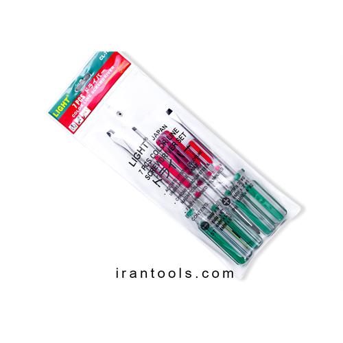 پیچ گوشتی دسته شیشه ای 7 عددی لایت CL-700